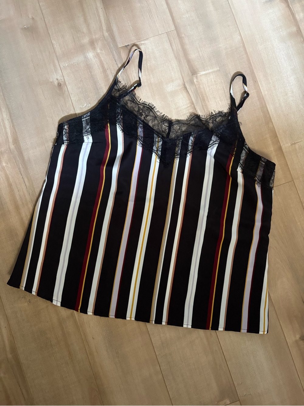 Dynamite Black Striped Lace-Trim Cami
